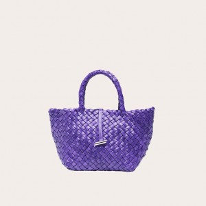 Little Liffner Mini Leather Basket Tote Dame Lilla | 9756-LAWMB